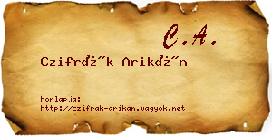 Czifrák Arikán névjegykártya